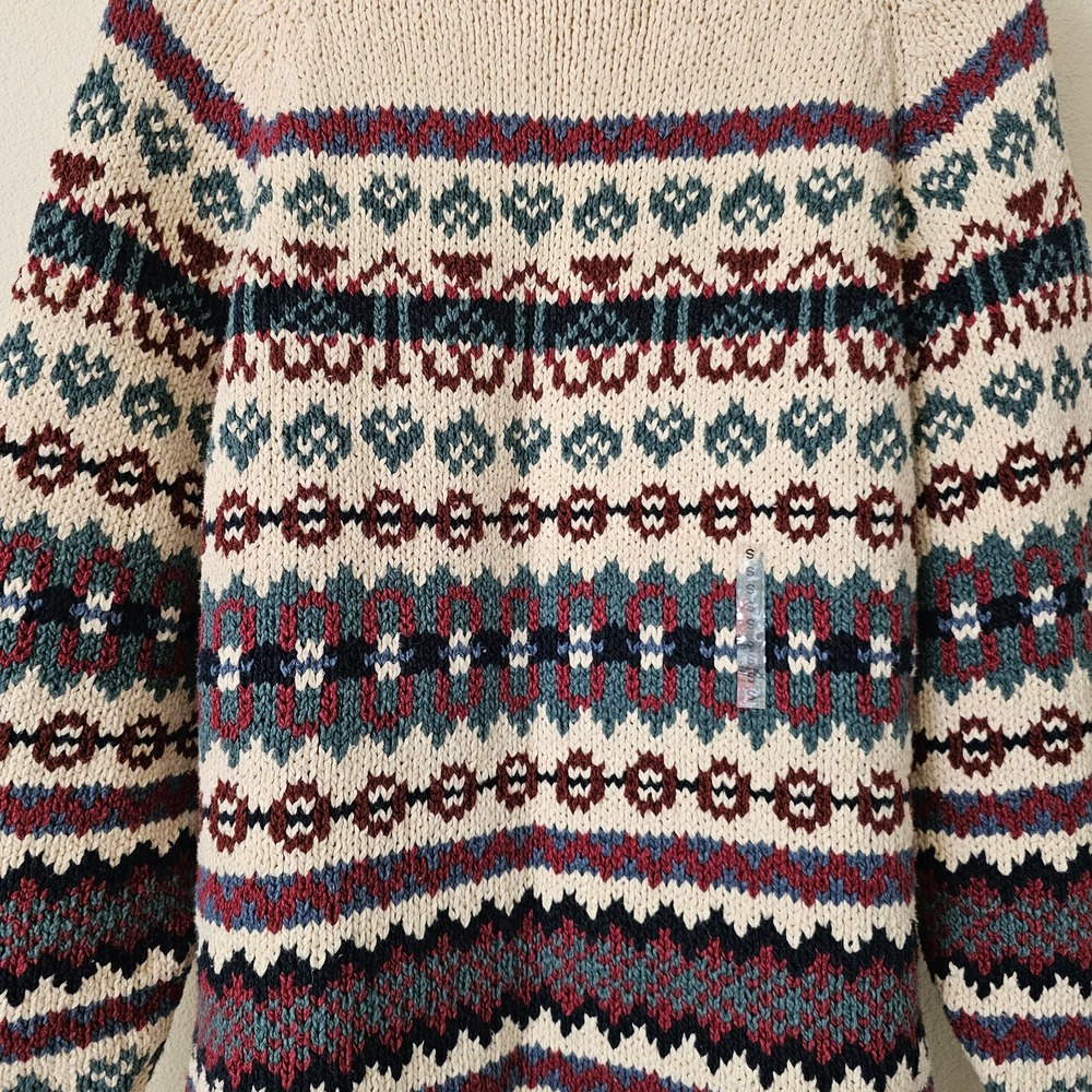 NWOT VTG EDDIE BAUER Women's Fair Isle Oversized Mock Neck Pullover Sweater Sz S - Picture 4 of 14